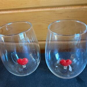 Heart Design Stemless Wine Glasses